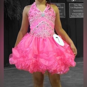 Little Rosie Pageant Dress Neon Pink Girls Size 5